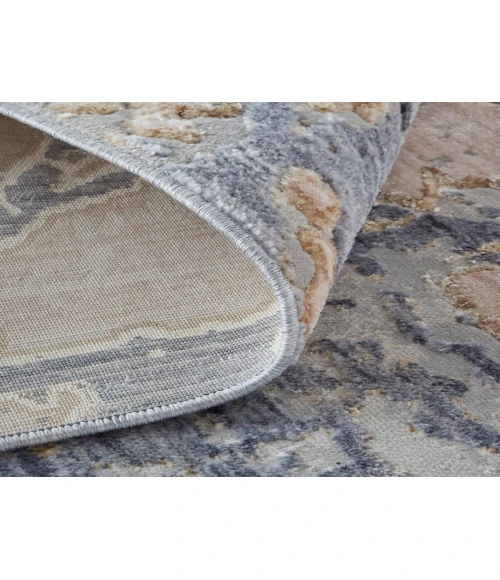 Feizy Laina Casual Abstract, Tan/Blue, 4' x 6' Area Rug