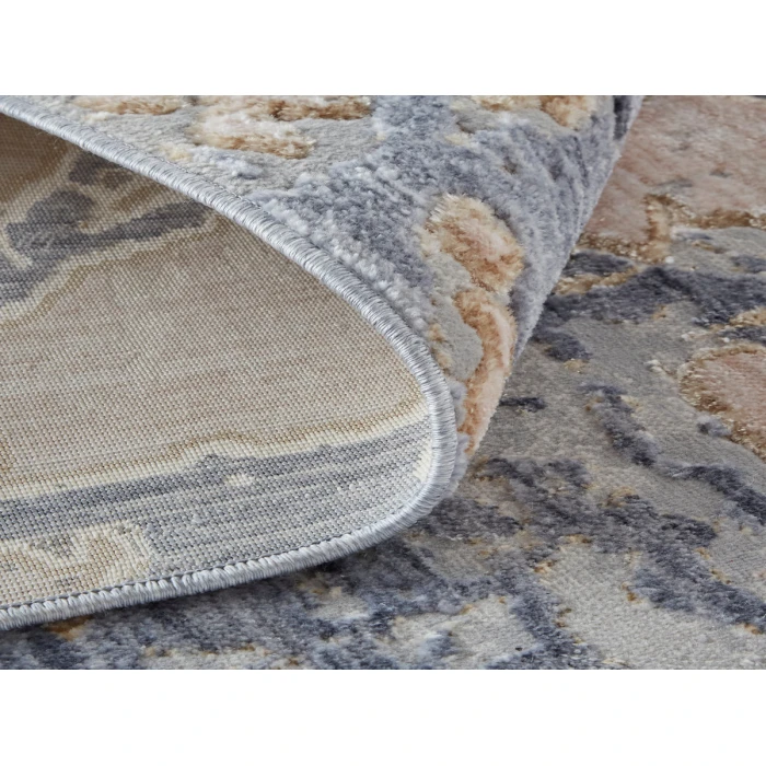 Feizy Laina Casual Abstract, Tan/Blue, 3' x 12' Runner