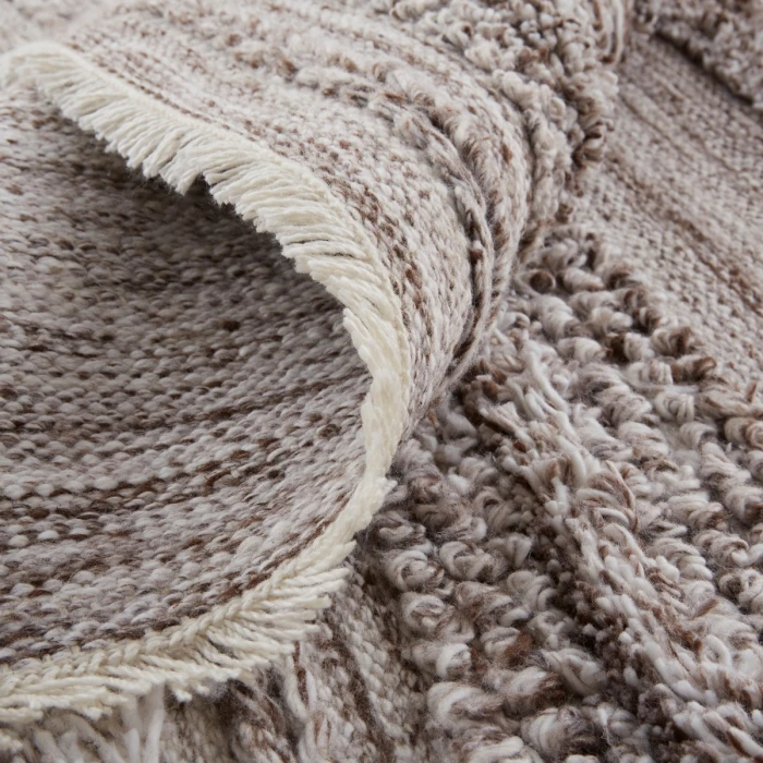 Feizy Alden Contemporary Bohemian Shag Rug, Ivory/Rustic Brown, 5ft x 8ft Area Rug