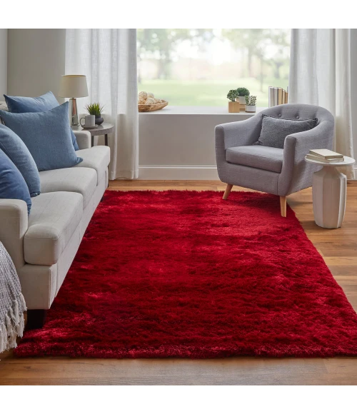 Feizy Indochine Luxury & Glam Solid, Red/Purple, 8' x 8' Round Rug