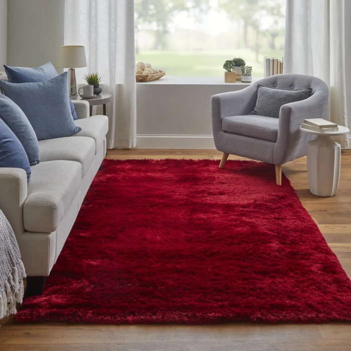 Feizy Indochine Luxury & Glam Solid, Red/Purple, 10' x 10' Round Rug