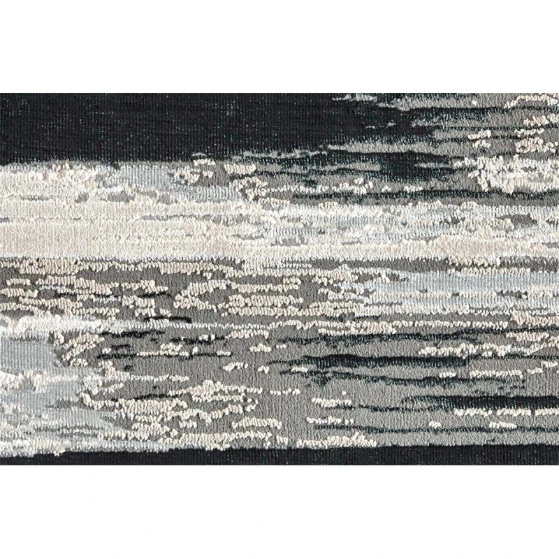 Feizy Micah Industrial Abstract, Black/Silver/Gray, 9'-2" x 12' Area Rug