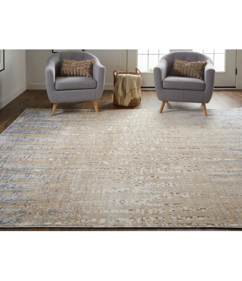 Feizy Laina Industrial Gradient & Ombre, Tan/Brown/Blue, 3' x 12' Runner