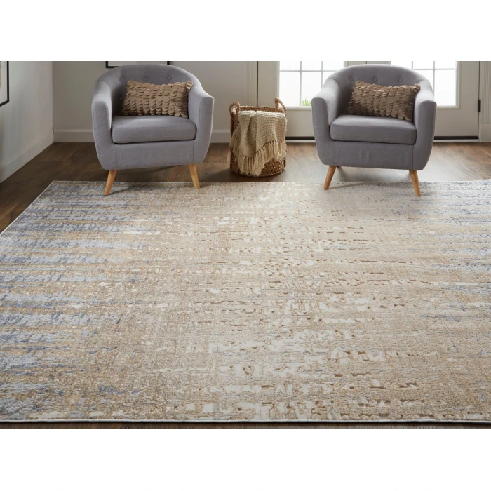 Feizy Laina Industrial Gradient & Ombre, Tan/Brown/Blue, 3' x 12' Runner