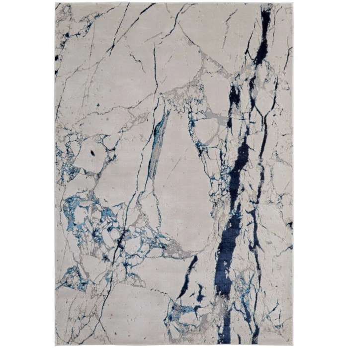 Feizy Indio Industrial Abstract, Ivory/Blue/Black, 3'-11" x 6' Accent Rug