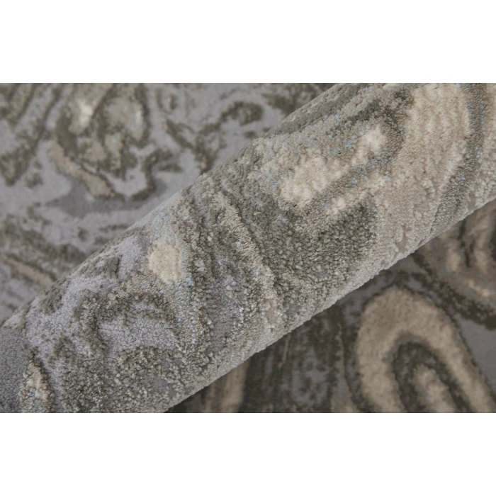 Feizy Prasad Casual Watercolor, Gray/Ivory/Silver, 8' x 11' Area Rug