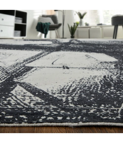 Feizy Coda Industrial Abstract, Black/White, 5' x 8' Area Rug