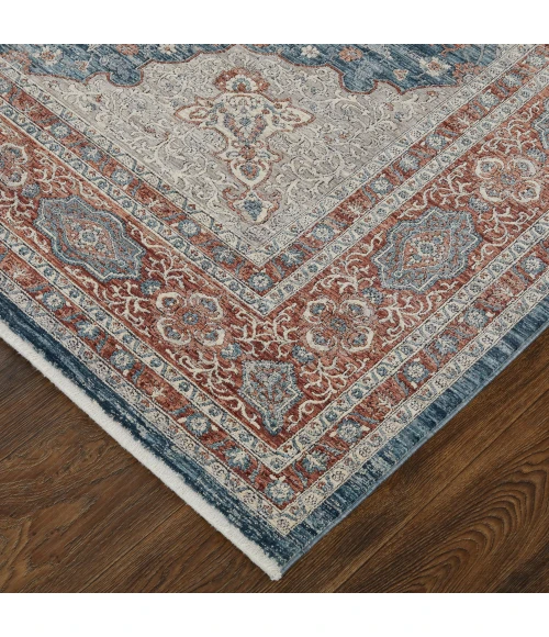 Feizy Marquette Bohemian & Eclectic Medallion, Gray/Red/Blue, 2'-8" x 10' Runner