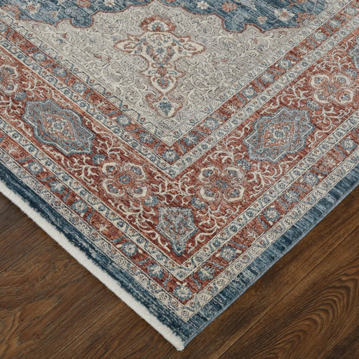 Feizy Marquette Bohemian & Eclectic Medallion, Gray/Red/Blue, 2'-8" x 12' Runner
