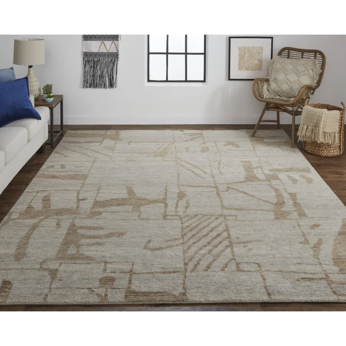 Feizy Sutton Tan/Orange T05T6003 9ft.6in. x 13ft.6in. Rect. Rug