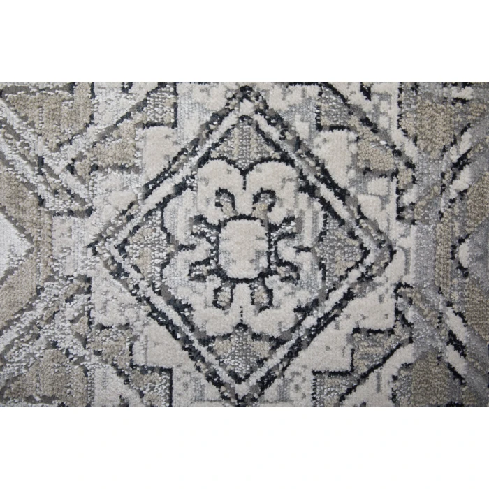 Feizy Macklaine Bohemian & Eclectic Distressed, Ivory/Silver/Black, 12' x 15' Area Rug