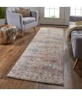 Feizy Conroe Luxe Abstract Hand Knot Rug, Copper/Blue/Henna, 2ft-6in x 8ft Runner