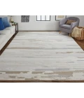 Feizy Vancouver Contemporary Streak/Painterly Rug, Ivory/Gray, 6'-7" X 9'-6" Area Rug