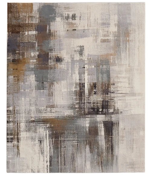 Feizy Clio Industrial Abstract, Ivory/Gray/Brown, 7'-9" x 10' Area Rug