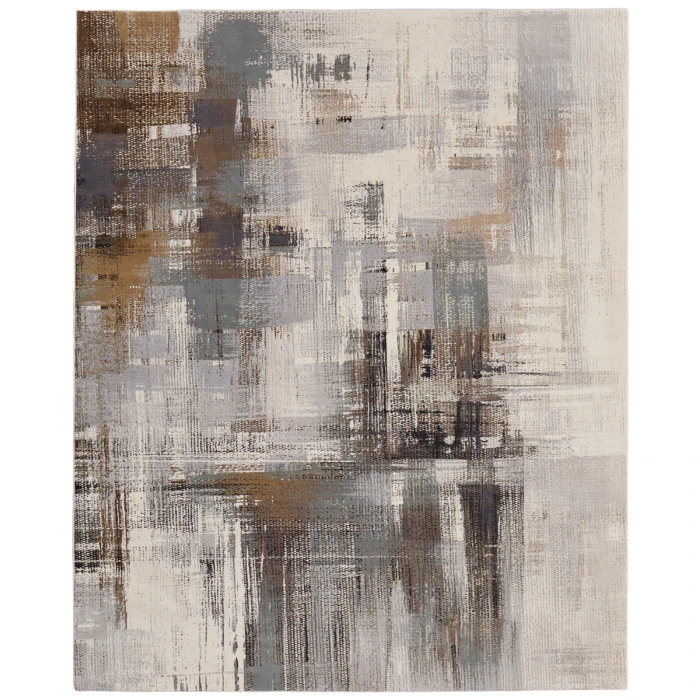 Feizy Clio Industrial Abstract, Ivory/Gray/Brown, 2'-9" x 7'-10" RUNNER Runner