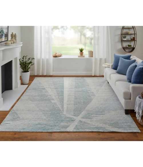 Feizy Brighton Casual Abstract, Blue/Ivory/Silver, 4' x 6' Accent Rug