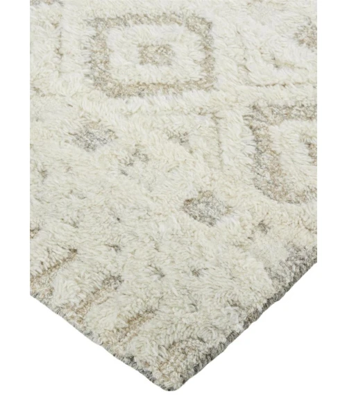 Feizy Anica Moroccan Wool Rug w/Diamonds, Ivory/Natural Tan, 2ft x 3ft Accent Rug