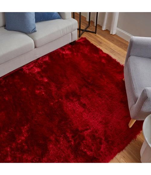 Feizy Indochine Luxury & Glam Solid, Red/Purple, 8' x 8' Round Rug