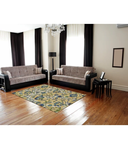 Feizy Brixton Cottage Scroll, Ivory/Gold/Green, 10' x 13'-2" Area Rug