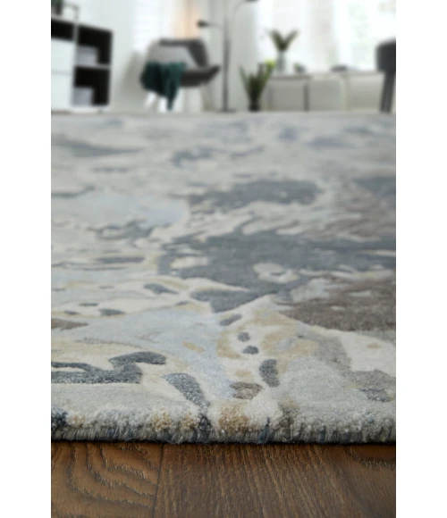 Feizy Zarah Industrial Watercolor, Blue/Taupe/Green, 8' x 10' Area Rug