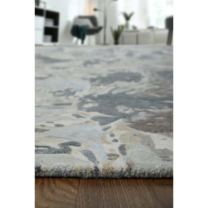 Feizy Zarah Industrial Watercolor, Blue/Taupe/Green, 8' x 10' Area Rug