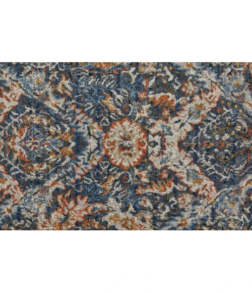 Feizy Kaia Casual Floral & Botanical, Blue/Orange/Ivory, 2'-6" x 10' Runner