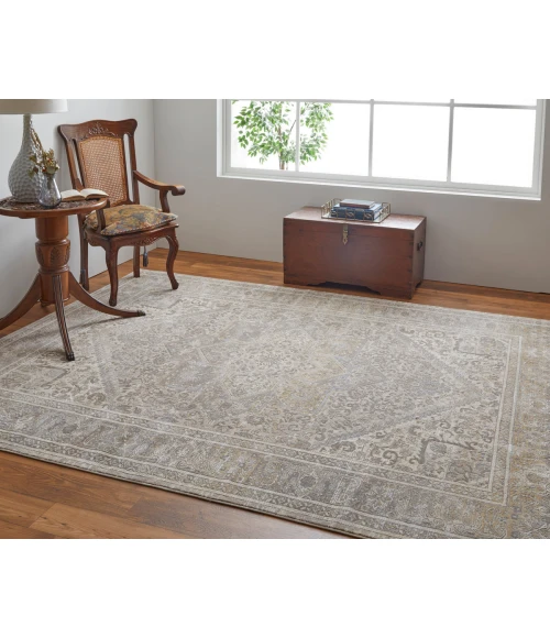 Feizy Celene Vintage Medallion, Tan/Brown/Ivory, 3'-9" x 5'-7" Accent Rug