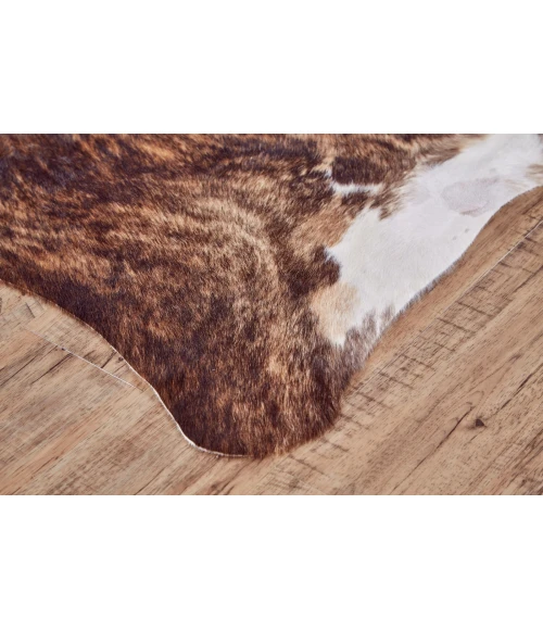 Feizy Bartlett Cabin & Lodge Animal Print, Brown/Tan/White, Small Shaped Rug