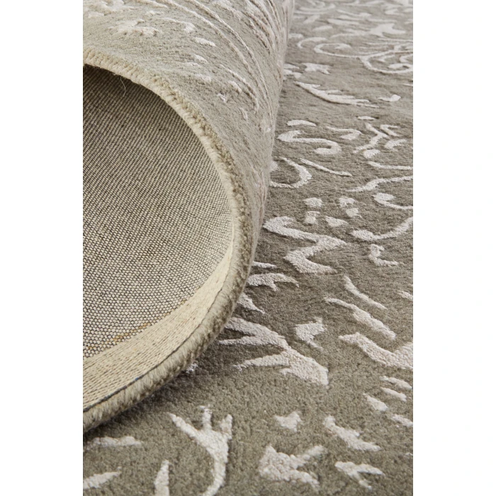 Feizy Bella High/Low Floral Wool Rug, Warm Silver Gray, 10ft x 14ft Area Rug