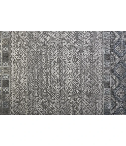Feizy Payton Farmhouse Diamond, Gray/Ivory/Blue, 9'-6" x 13'-6" Area Rug