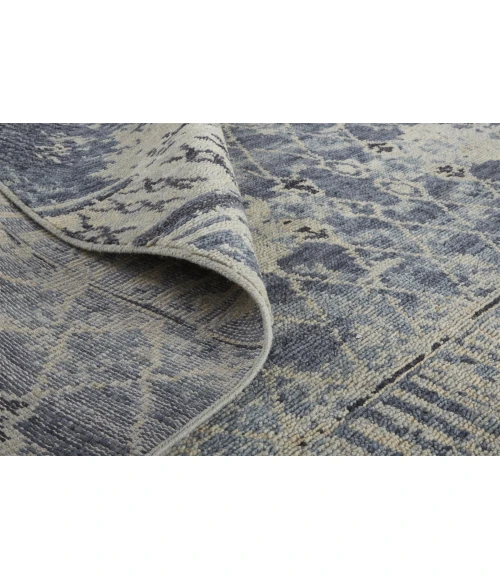 Feizy Palomar Luxe Hand-Knot Abstract Area Rug, Denim Blue, 7x9in x 9x9in