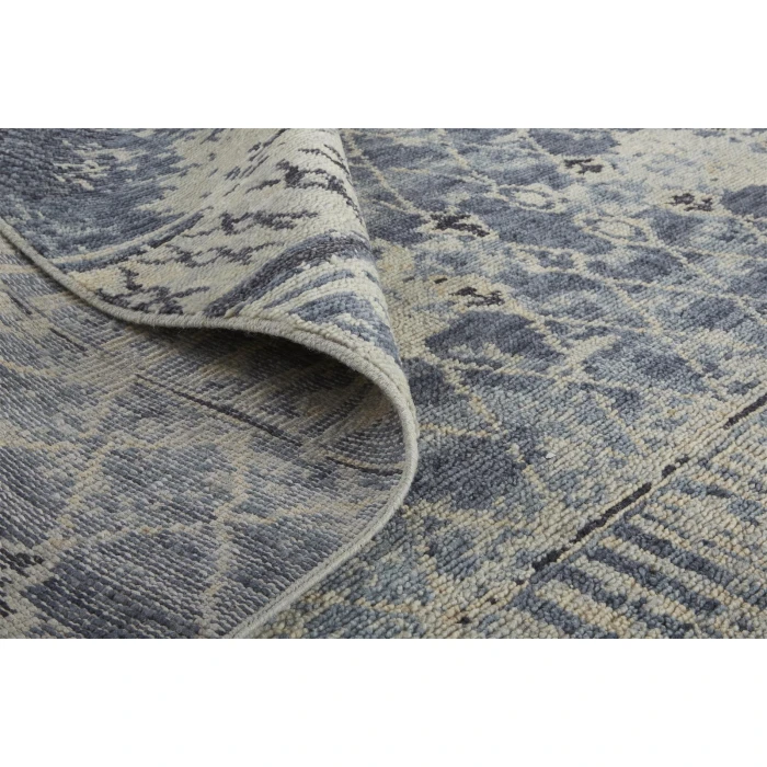 Feizy Palomar Luxe Hand-Knot Abstract Area Rug, Denim Blue, 5x6in x 8x6in