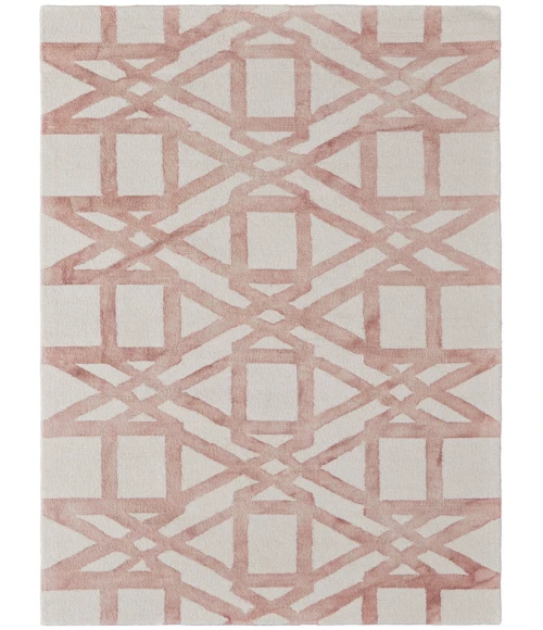 Feizy Lorrain Mid-Century Modern Geometric, Ivory/Pink/Tan, 9'-6" x 13'-6" Area Rug