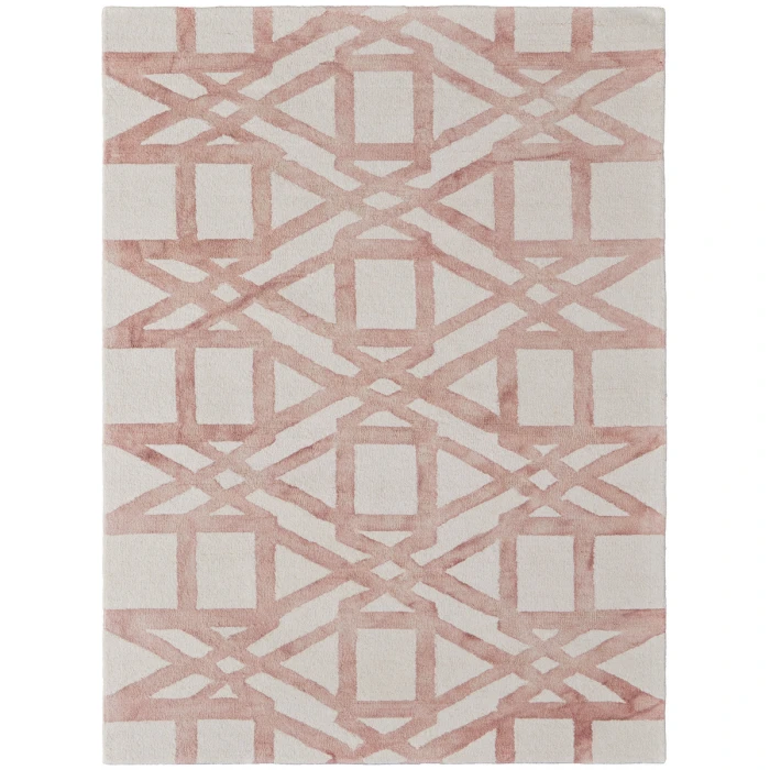 Feizy Lorrain Mid-Century Modern Geometric, Ivory/Pink/Tan, 9'-6" x 13'-6" Area Rug