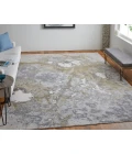 Feizy Astra Industrial Abstract, Gray/Gold/Ivory, 6'-7" x 9'-6" Area Rug