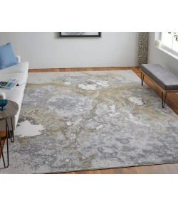 Feizy Astra 39L3F GRAY/GOLD Area Rug 6 ft. 7 in. X 9 ft. 6 in. Rectangle