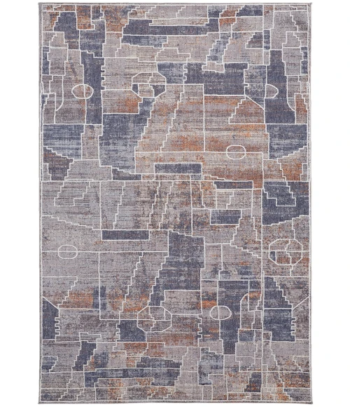 Feizy Francisco Southwestern Graphic Rug, Blue/Orange, 12' x 15' Area Rug