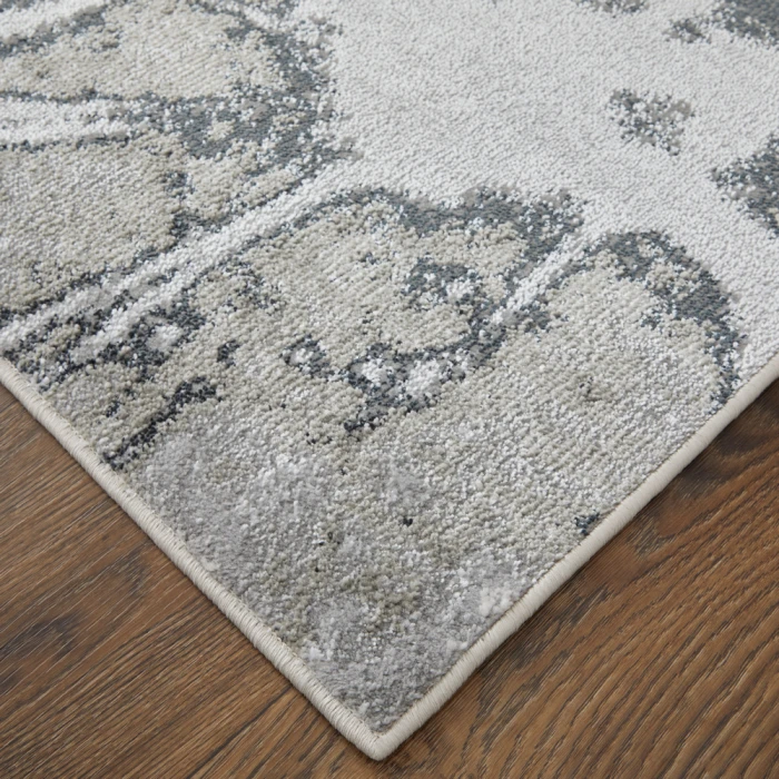 Feizy Astra Industrial Abstract, Gray/Silver/Ivory, 2'-10" x 7'-10" Runner