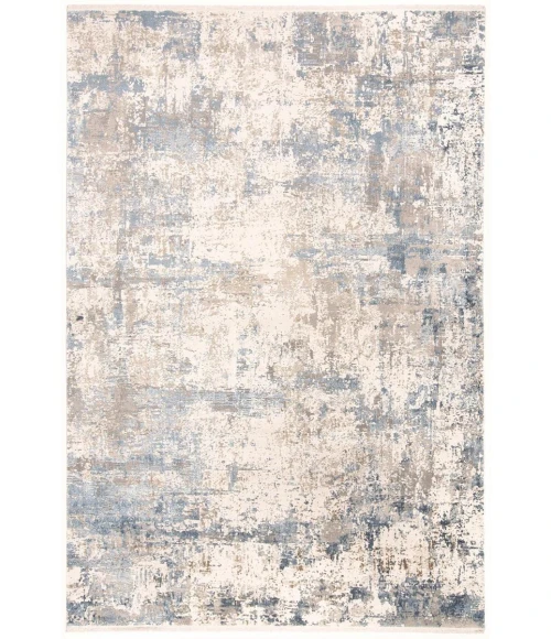 Feizy Cadiz Industrial Abstract, Ivory/Tan/Blue, 9'-9" x 13'-2" Area Rug