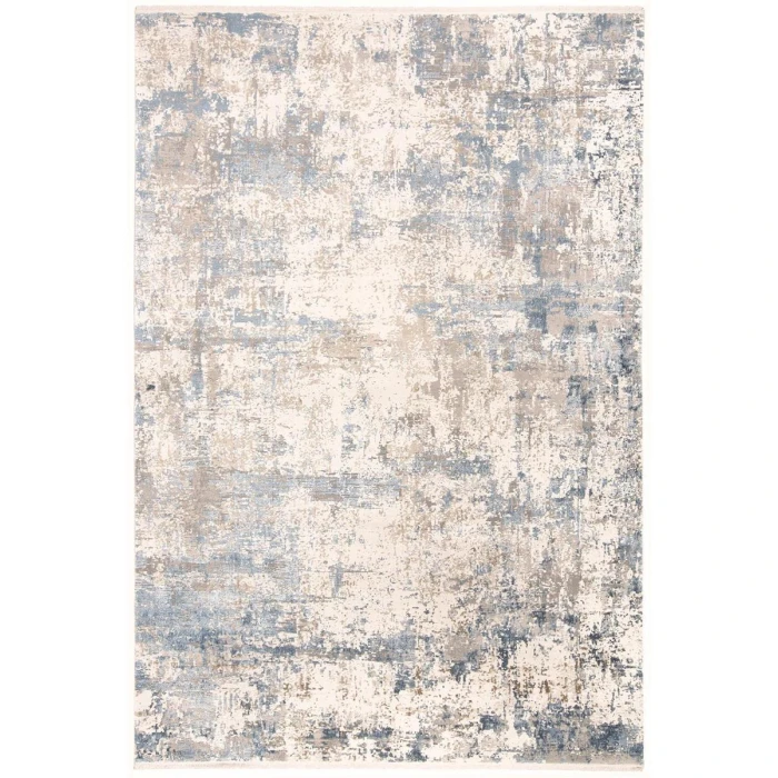 Feizy Cadiz Industrial Abstract, Ivory/Tan/Blue, 12' x 18' Area Rug
