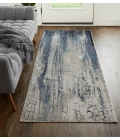 Feizy Indio Industrial Abstract, Ivory/Blue/Black, 2'-10" x 7'-10" Runner