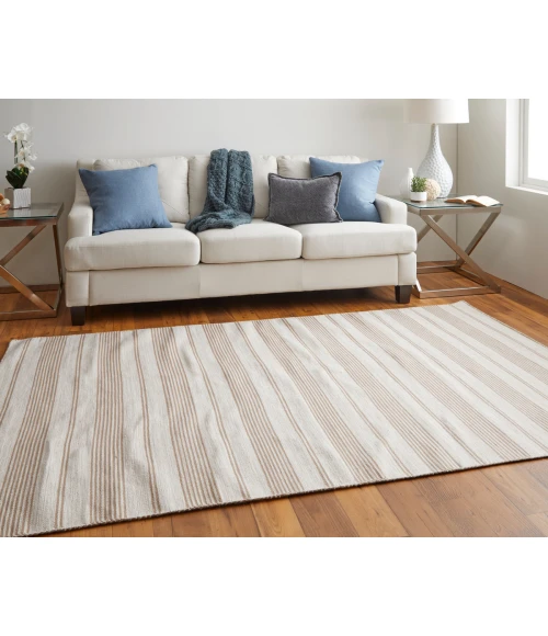 Feizy Duprine Casual Stripes, Black/White/Ivory, 10' x 14' Area Rug