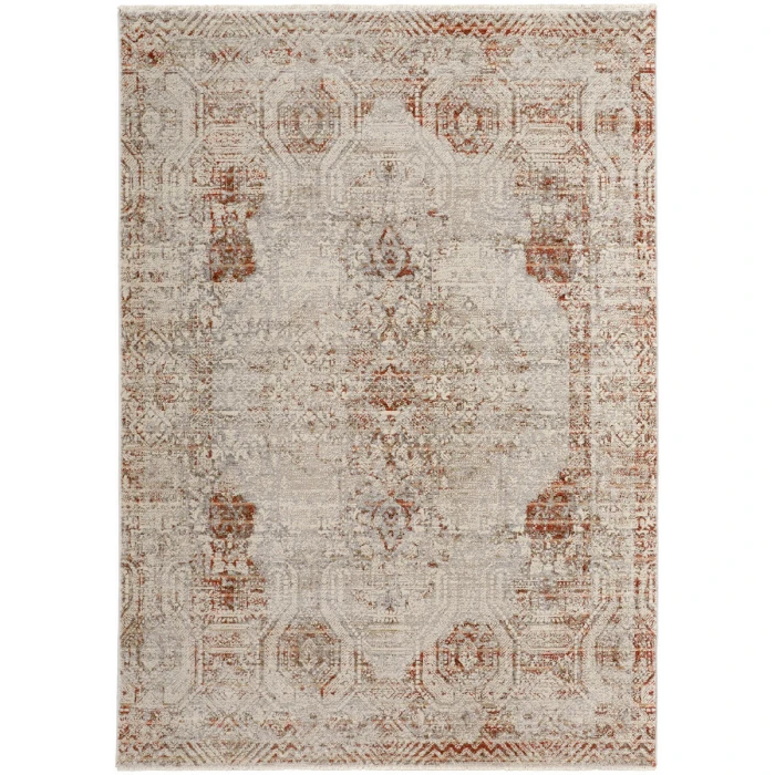 Feizy Kaia Oriental Gray/Orange Rug, 9'-8" X 12'-8" Area Rug