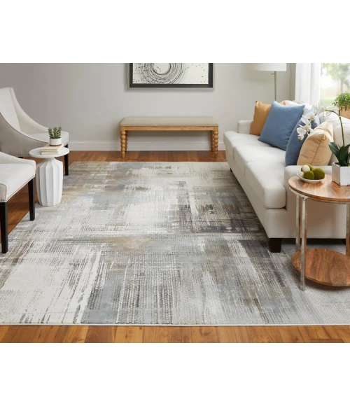 Feizy Clio Industrial Abstract, Ivory/Gray/Brown, 7'-9" x 10' Area Rug