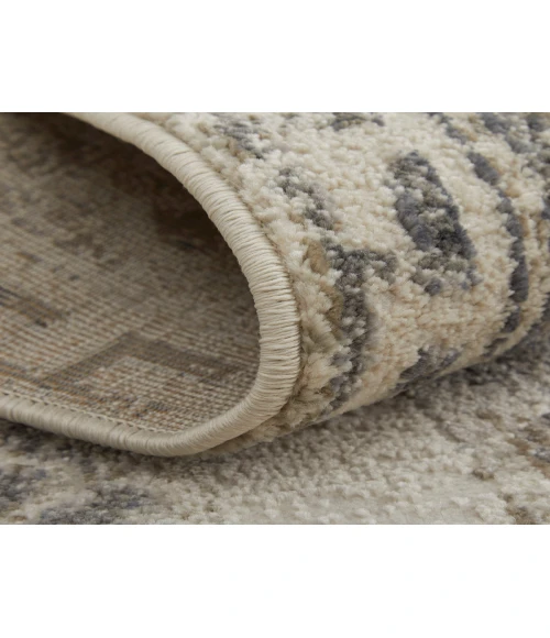 Feizy Kano Classic Distressed, Ivory/Taupe/Gray, 5'-3" x 7'-6" Area Rug