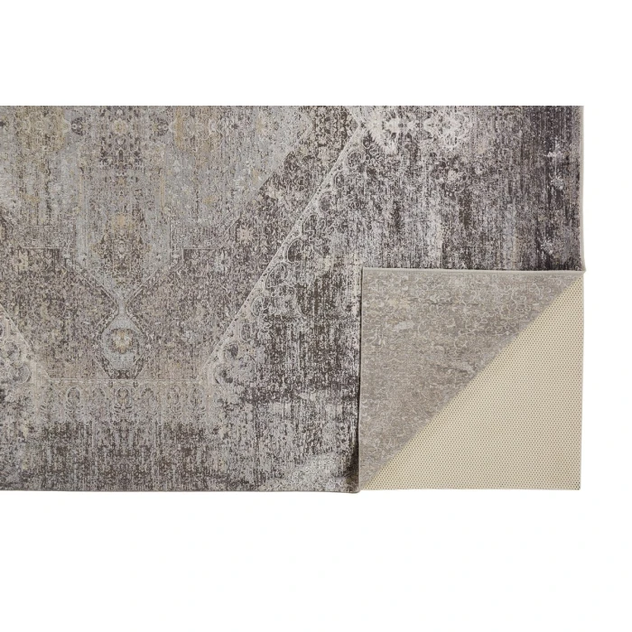 Feizy Sarrant Casual Distressed, Gray/Silver/Ivory, 9'-6" x 12'-7" Area Rug