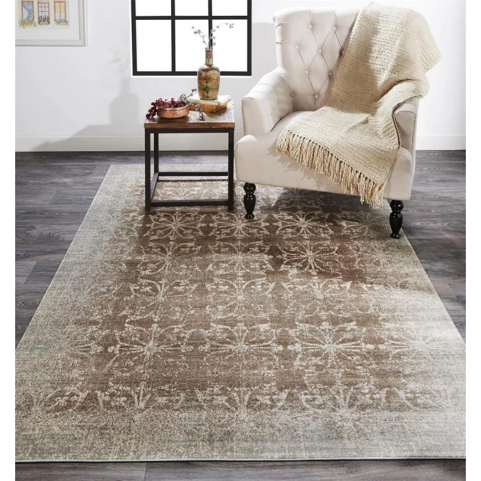 Feizy Fiona Bohemian & Eclectic Geometric, Brown/Ivory/Gray, 9'-2" x 12'-2" Area Rug