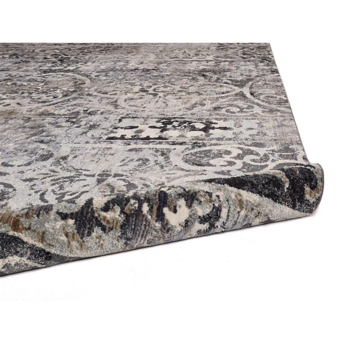 Feizy Kano Casual Distressed, Gray/Ivory/Taupe, 8'-9" x 8'-9" Round Rug