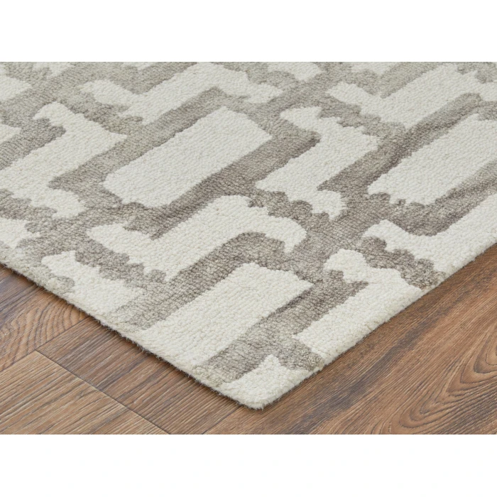 Feizy Lorrain Bohemian & Eclectic Geometric, Ivory/Taupe, 10' x 10' Round Rug