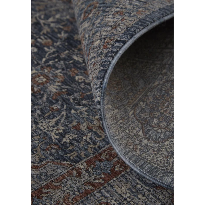 Feizy Marquette Rustic Persian Farmhouse Rug, Denim Blue/Rust, 2ft x 3ft Accent Rug